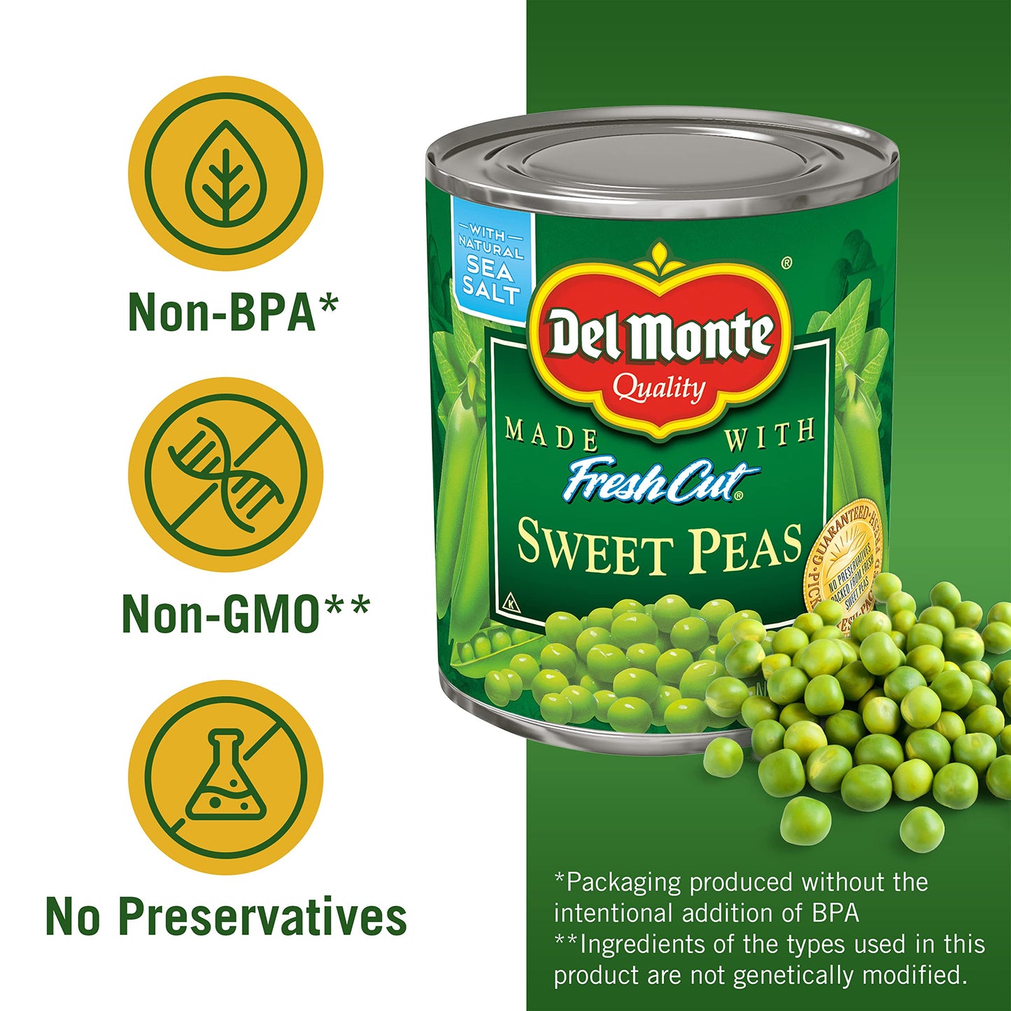 Del Monte Canned Sweet Peas, 12 Pack, 8.5 oz