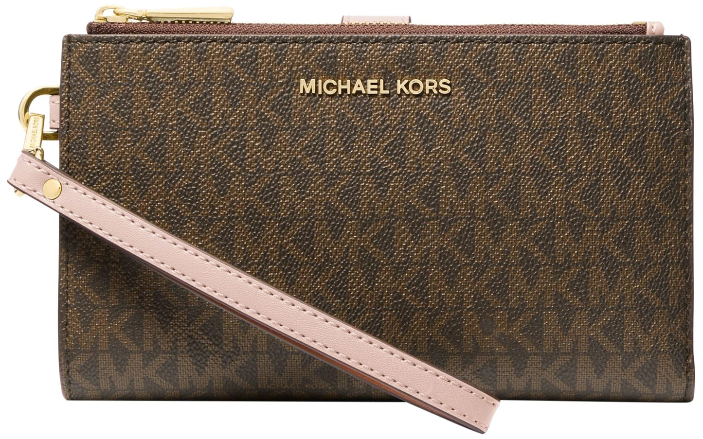 Michael Kors Jet Set Double Zip Wristlet - Brown/Pink