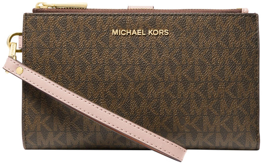 Michael Kors Jet Set Double Zip Wristlet - Brown/Pink