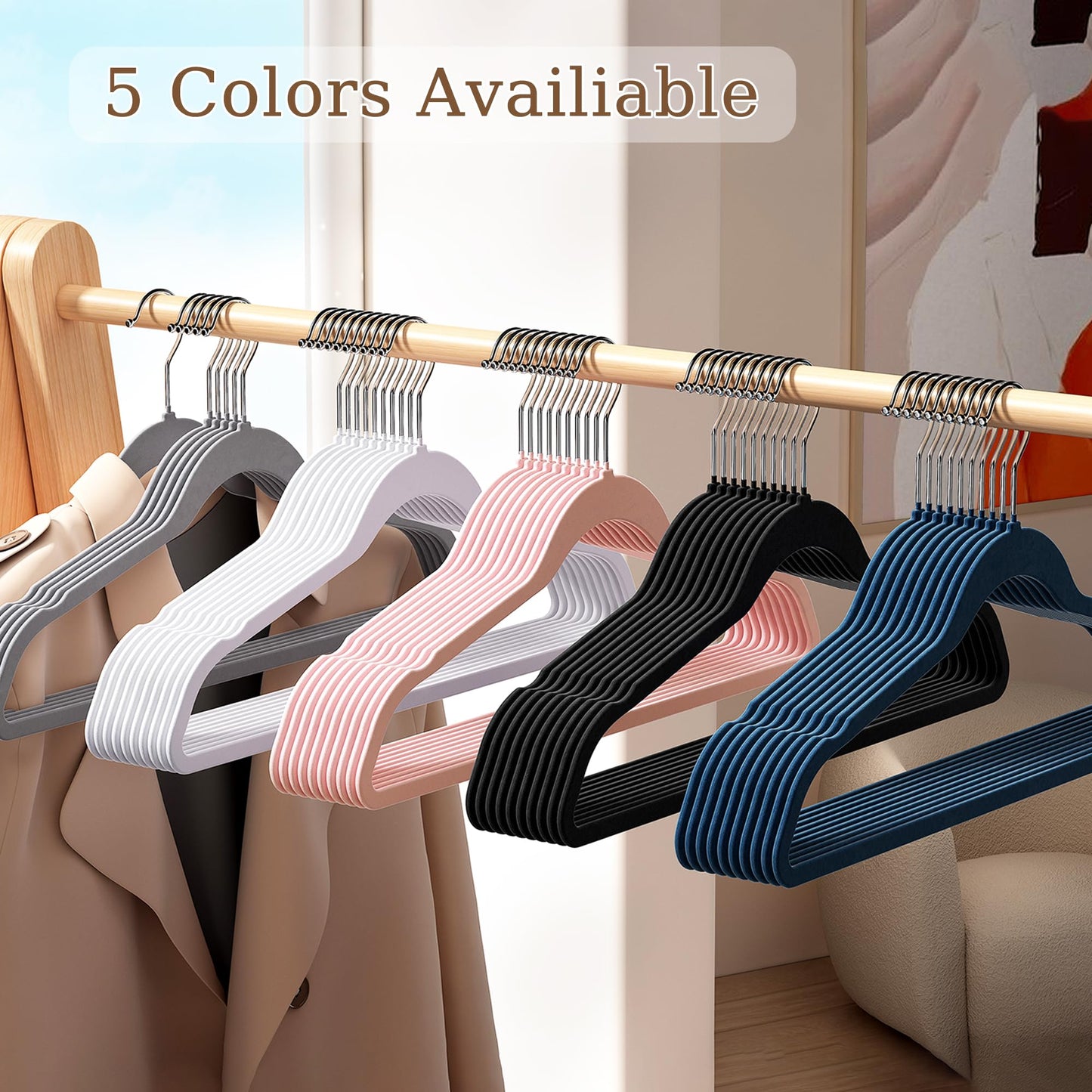 60 Pack Non-Slip Velvet Hangers