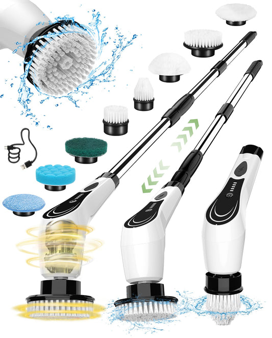 Cordless Electric Spin Scrubber with 8 Brush Heads