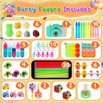 190 PCS Party Favors for Kids, Treasure Chest Toys, Small Toys Bulk, Birthday Party Gift Toys, Classroom Treasure Chest, Fidgets Stuffers, Mini Toys for Kids, Carnival Prizes, Prizes for Classroom