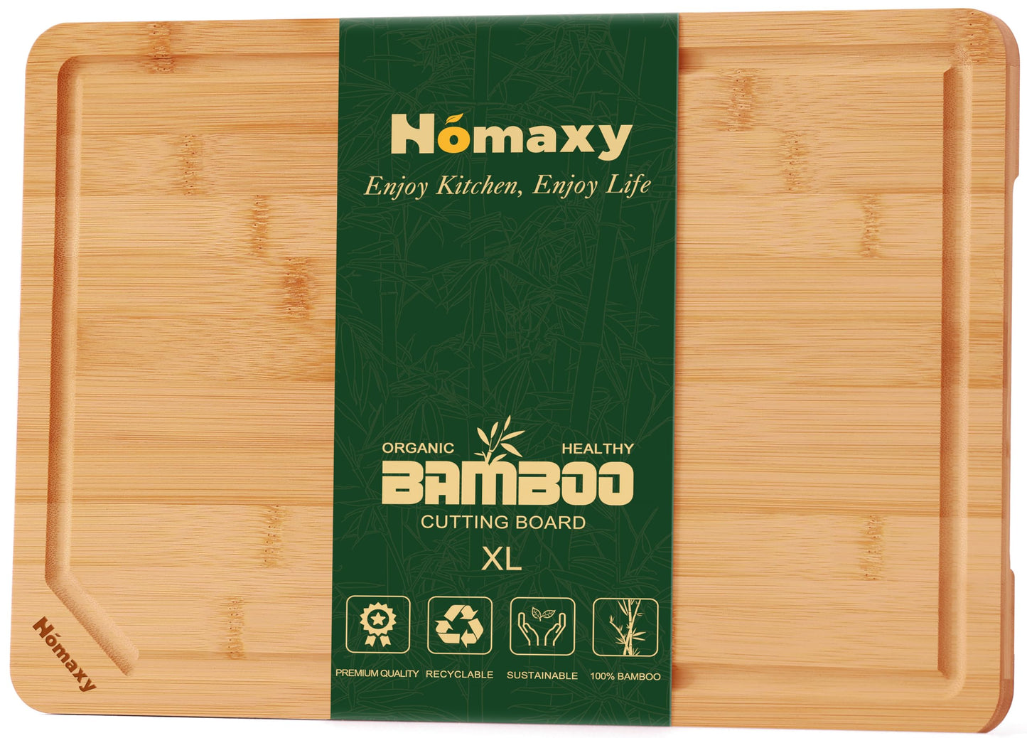 Homaxy Extra Large Organic Bamboo Cutting Boards for Kitchen, 18"x12" Wooden XL Cutting Board with Juice Groove and Handles, Charcuterie Butcher Block Wood Serving & Chopping Board - Pre Oiled