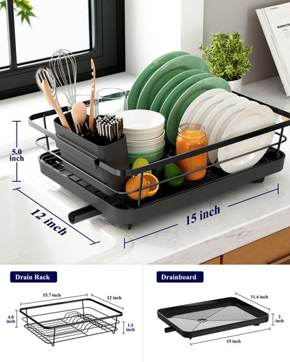 Kitsure Dish Drying Rack with Cutlery Holder