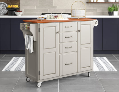 Create-a-Cart White 2 Door Cabinet Kitchen Cart with Oak Top by Home Styles