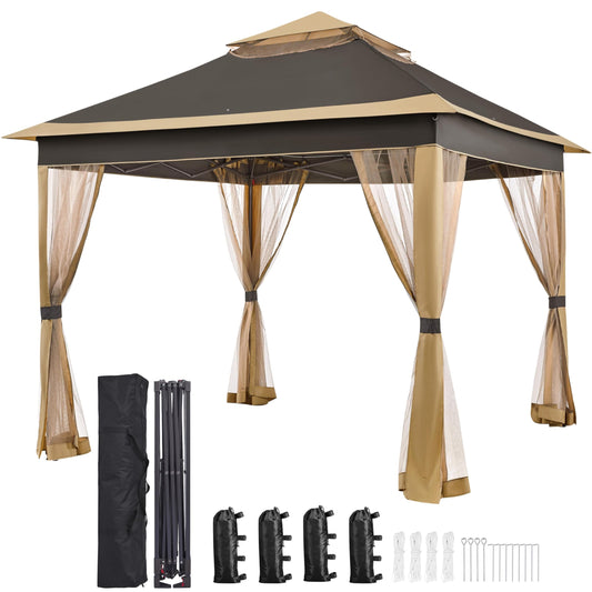 11x11 Pop Up Gazebo with Mesh Netting