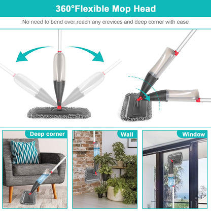 Wet Dry Spray Mop with 3 Washable Pads
