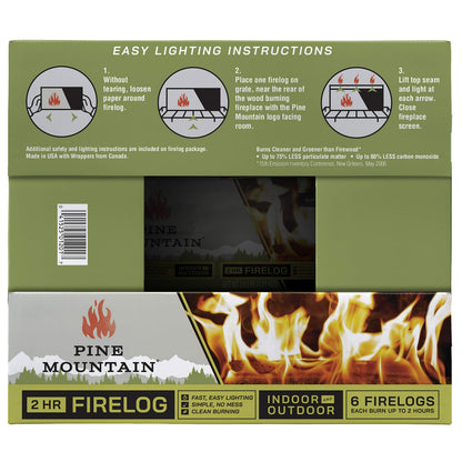 Pine Mountain 6PK 2HR Trad Fire Log, 6 Firelogs, 2-Hour Burn Time, 6 Count