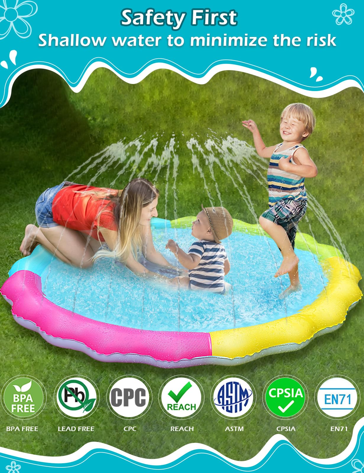Jasonwell Kids Splash Pad Water Play Mat