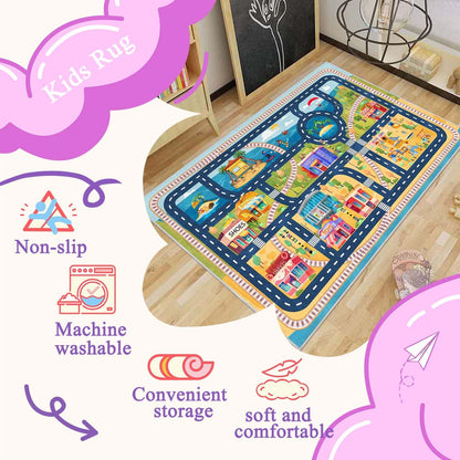 Kids Car Road Play Rug for Playroom
