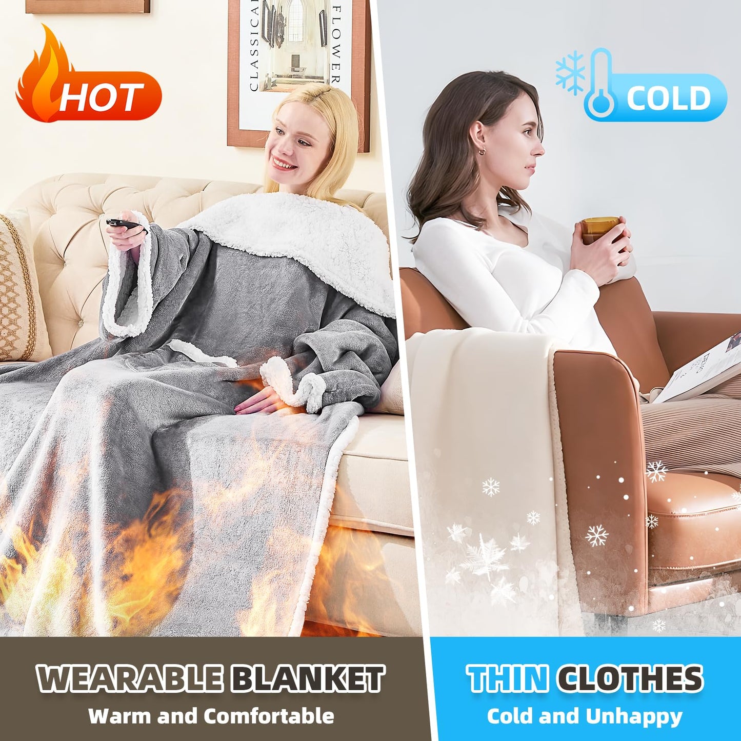 IFNOW Cozy Wearable Blanket with Sleeves
