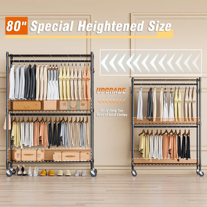 3-Tier Heavy Duty Garment Rack with Wheels