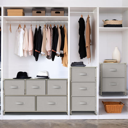 Simple Houseware Nightstands Dresser for Bedroom 2-Tier Organizer Drawer Storage Tower, Grey