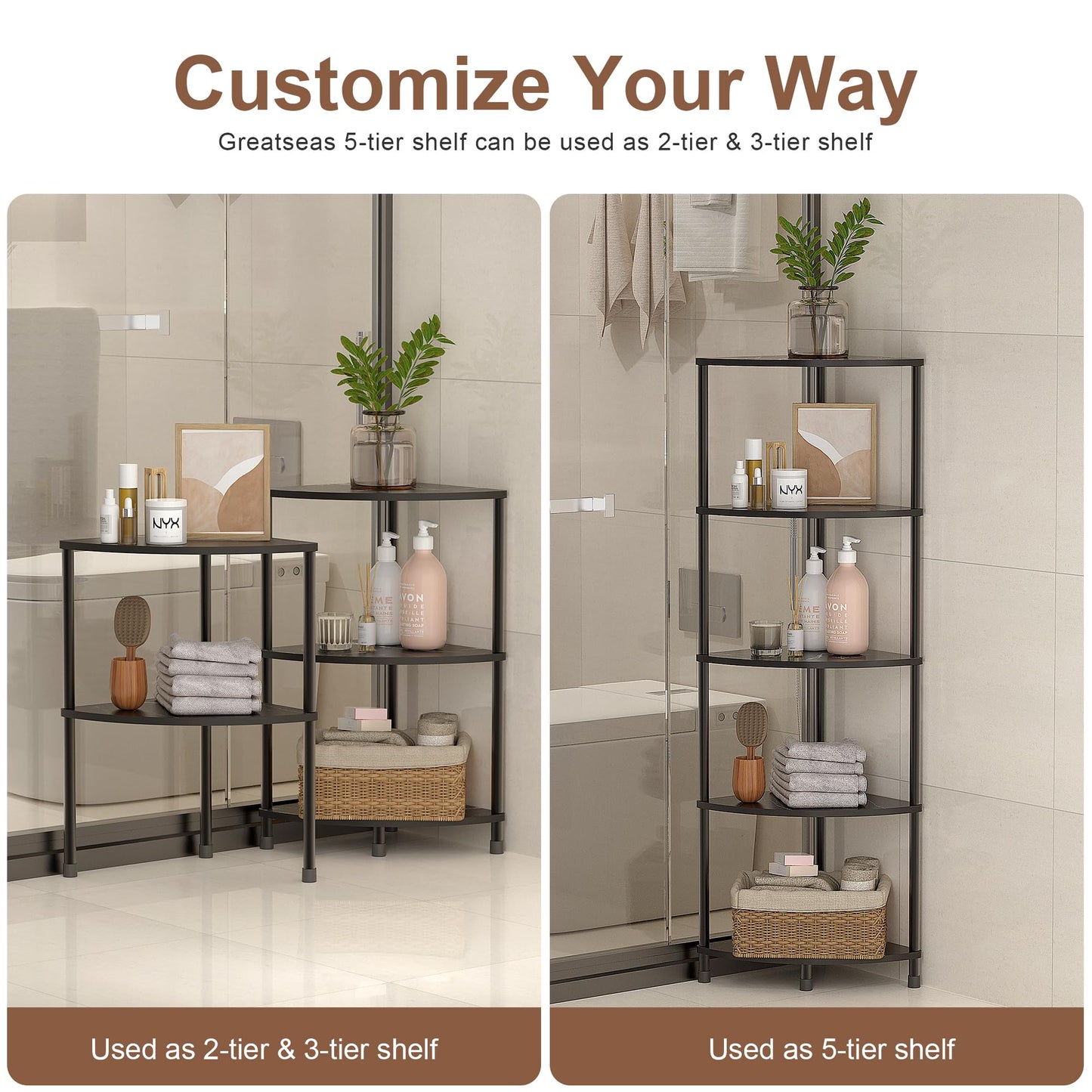 Greatseas 5-Tier Corner Shelf - Marble Black