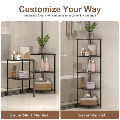 Greatseas 5-Tier Corner Shelf - Marble Black
