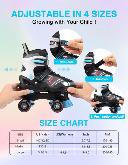 Adjustable Kids Roller Skates with Light Up Wheels