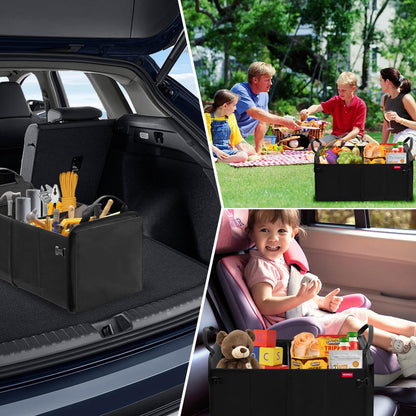 MORROLS Car Trunk Organizer,Car Storage Box Car Organizers and Storage Collapsible 2-Compartments Trunk Storage,Waterproof Car Storage Organizer Small