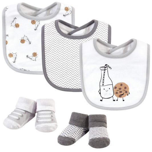 Hudson Baby Milk and Cookies Bib and Socks Set