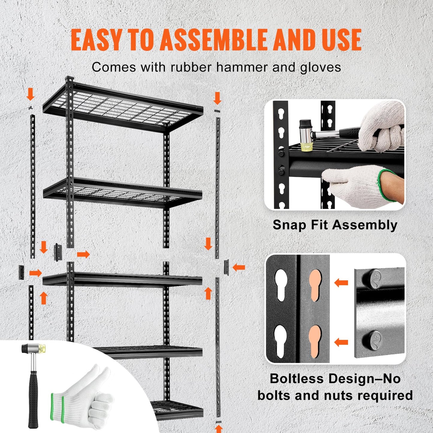 VEVOR Storage Shelving Unit, 5-Tier Adjustable Storage Shelves, 36" L x 16" W x 72" H Heavy Duty Garage Storage Shelves, Metal Shelves for Kitchen Pantry Basement Bathroom Laundry