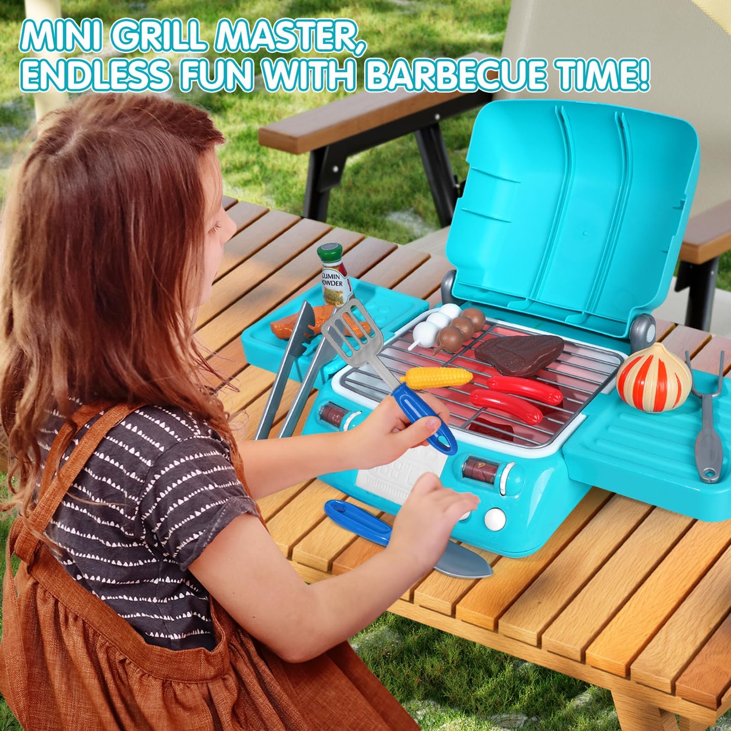 Kids BBQ Grill Playset with Smoke, Light & Sound