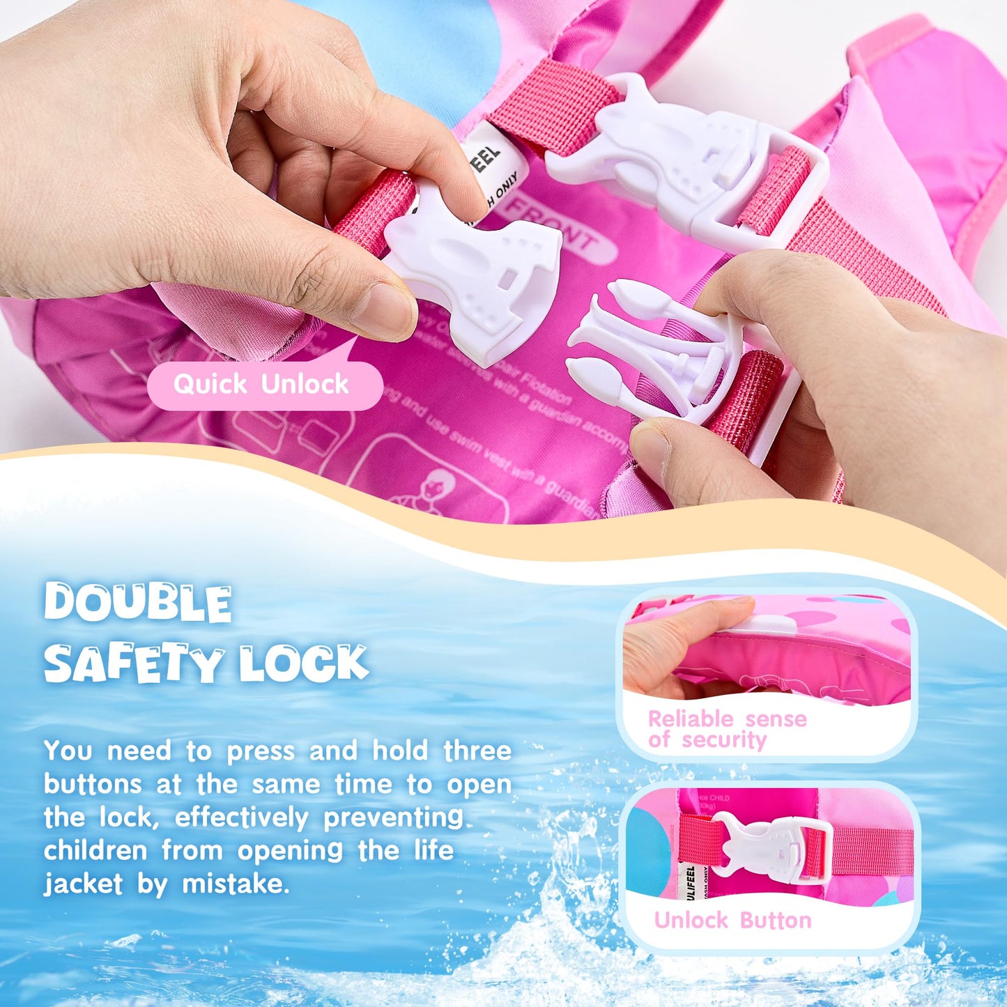 Toddler Swim Vest Floaties for Kids 20-66 lbs