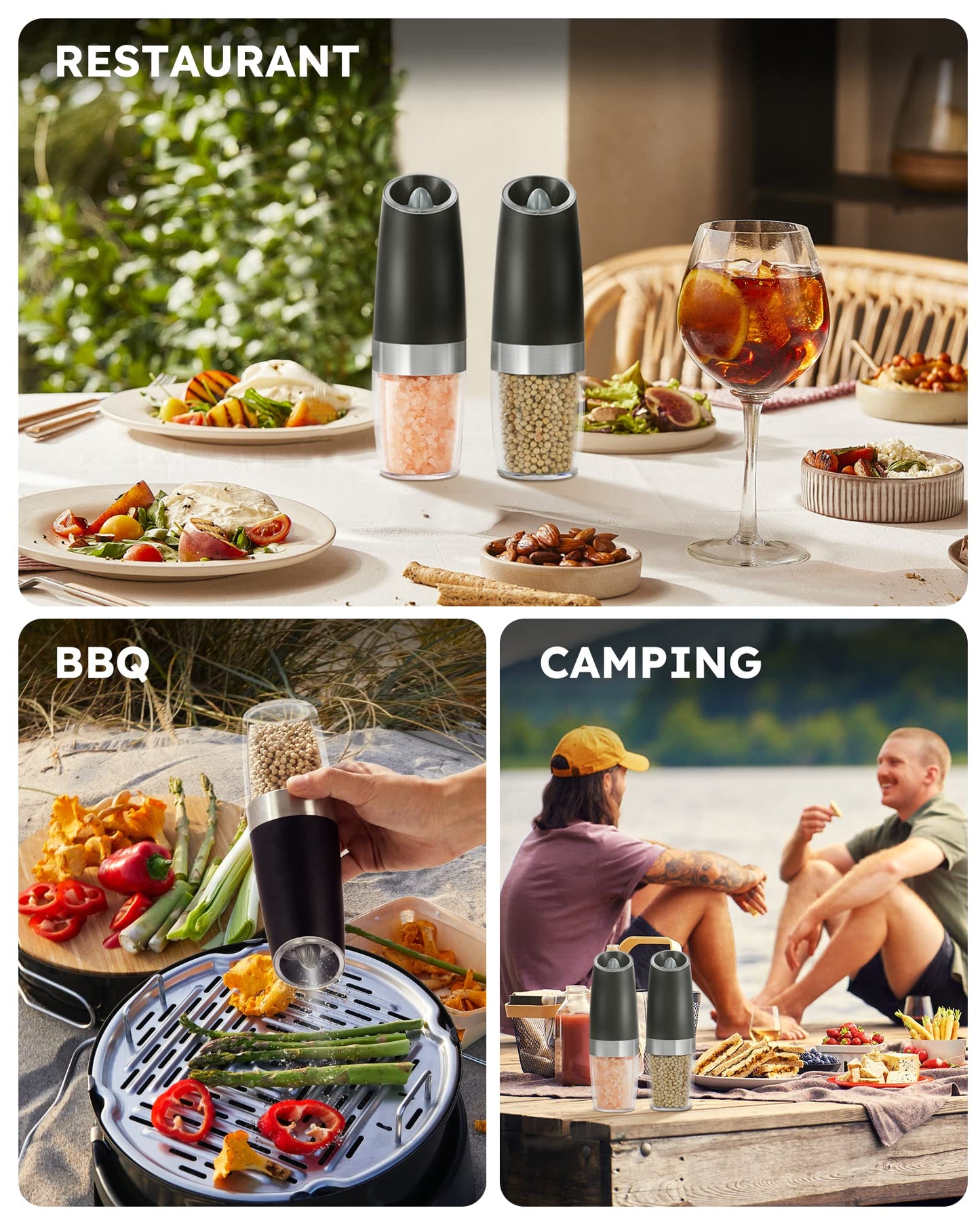 Electric Salt and Pepper Grinder Set with Light