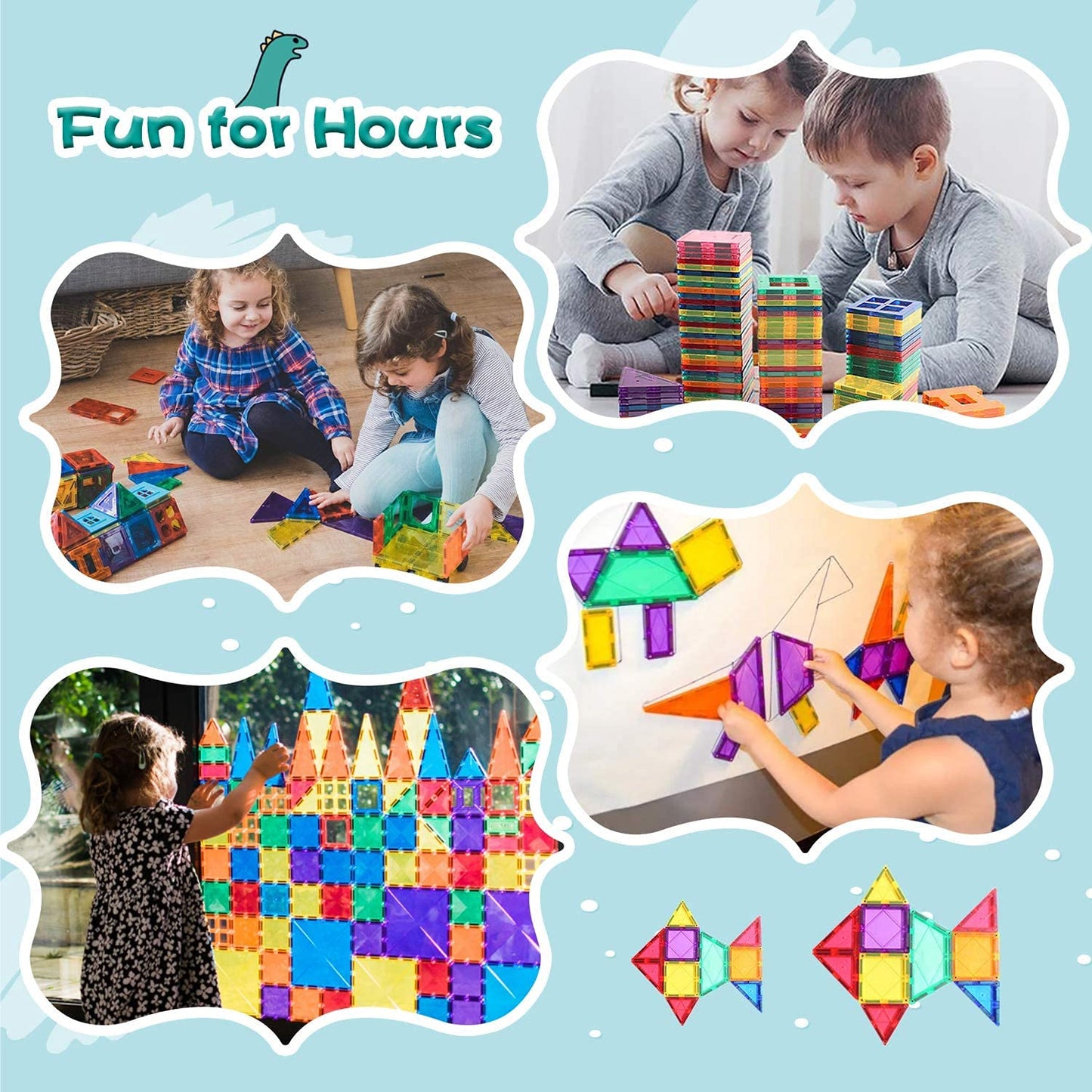 102 PIECES Compatible Magnetic Tiles Building Blocks Stem Toys for 3+ Year Old Boys and Girls Montessori Toys Toddler Kids Gifts Parents Approved Sensory Toys