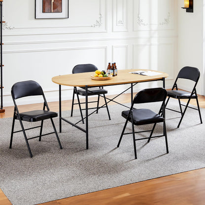 Sweetcrispy Folding Chair 12 Pack, Leather Padded Folding Chairs, Sturdy Metal Foldable Chairs, Easy to Use and Store, Outdoor and Indoor, for Home, Office, Party, Comfy