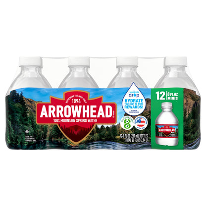 Arrowhead Spring Water Bottles, 12 Pack, 8 Fl Oz