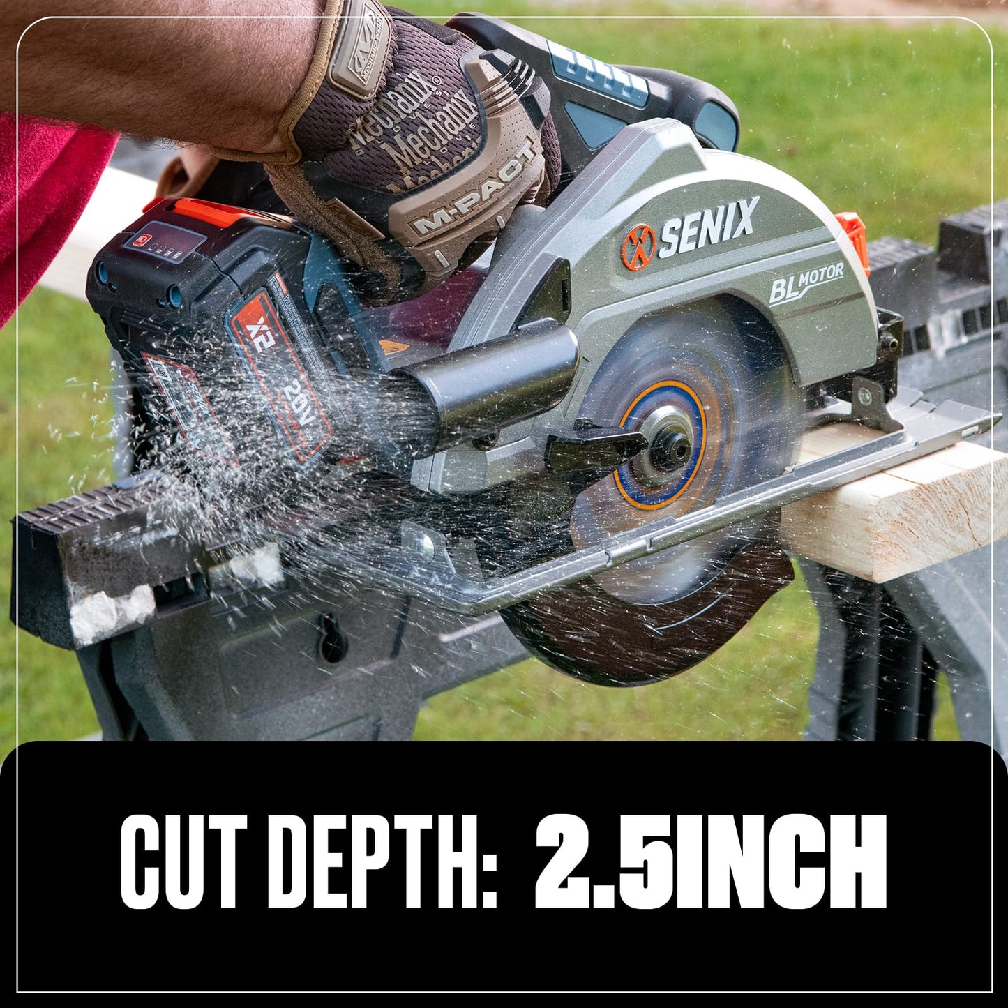 SENIX 20V Max 7-1/4" Circular Saw for Wood Cutting | Cordless Circular Saw with 4.0Ah Battery & Charger | 4200RPM Brushless Motor, LED Light, 55° Bevel | Storage Bag Included (PSCX2-M3)