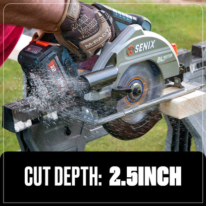 SENIX 20V Max 7-1/4" Circular Saw for Wood Cutting | Cordless Circular Saw with 4.0Ah Battery & Charger | 4200RPM Brushless Motor, LED Light, 55° Bevel | Storage Bag Included (PSCX2-M3)