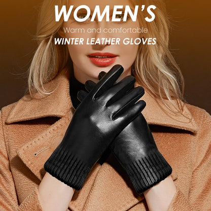 Winter Leather Touchscreen Gloves for Women