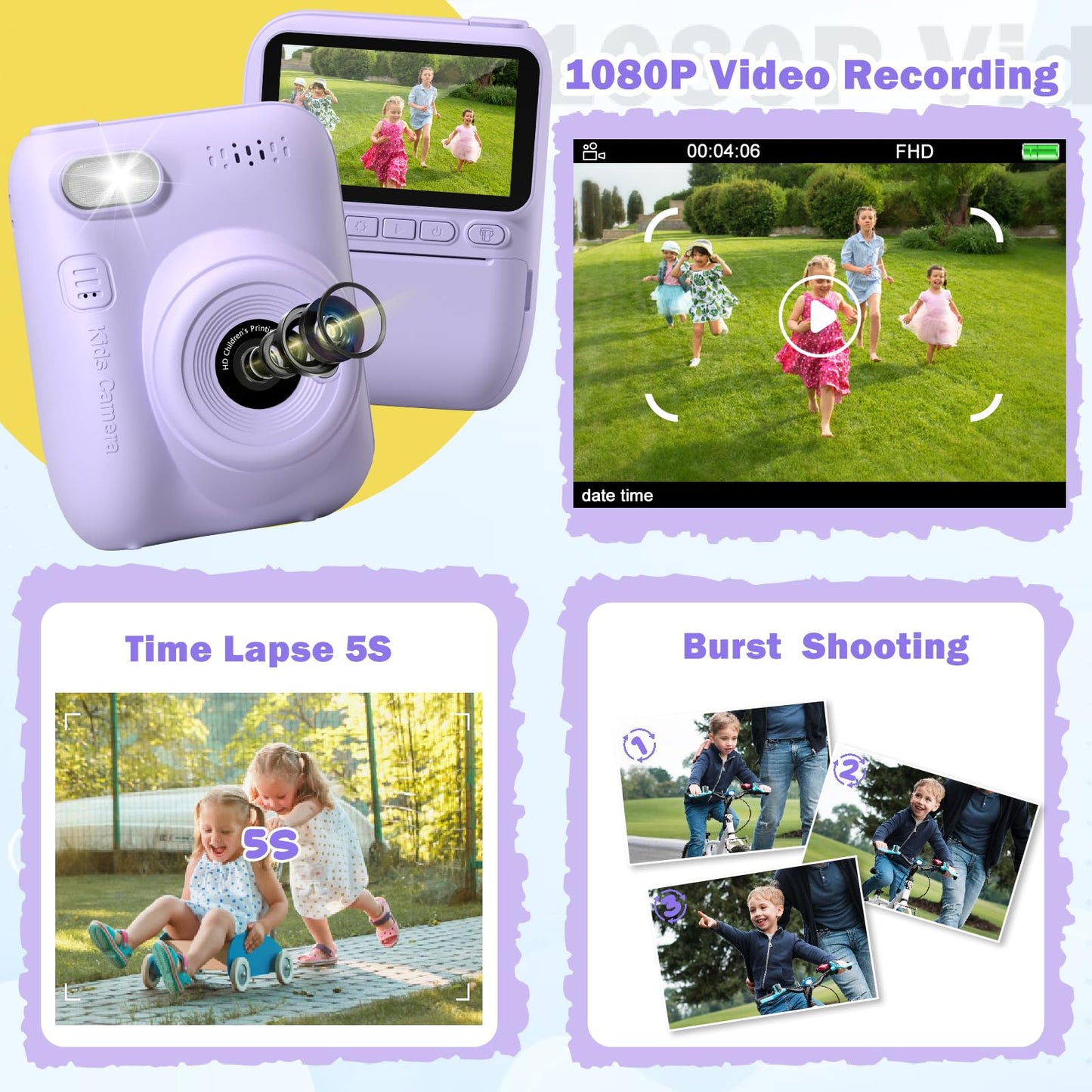 Kids Instant Print Camera for Ages 3-12
