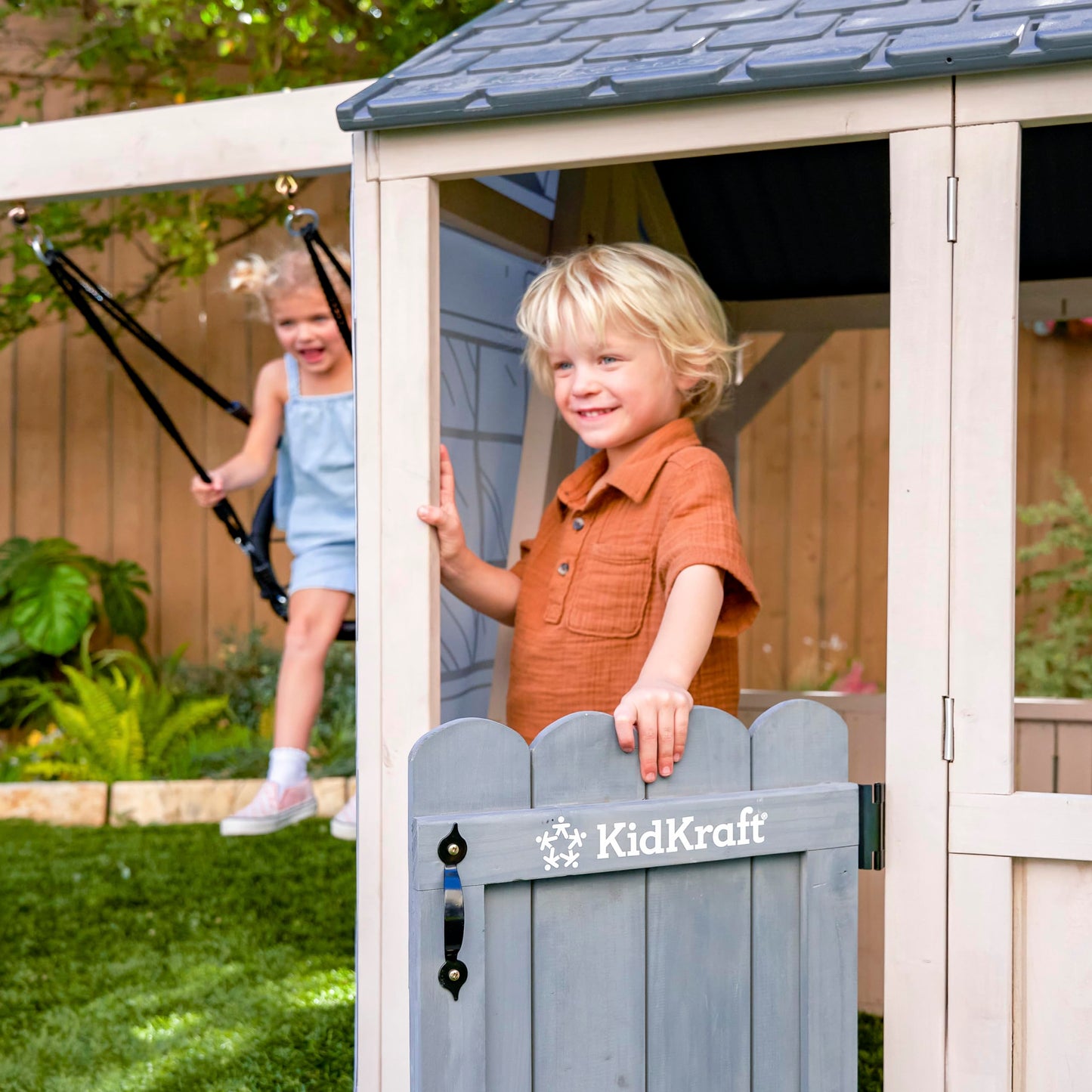 KidKraft Savannah Swing Wooden Playhouse with Kitchen