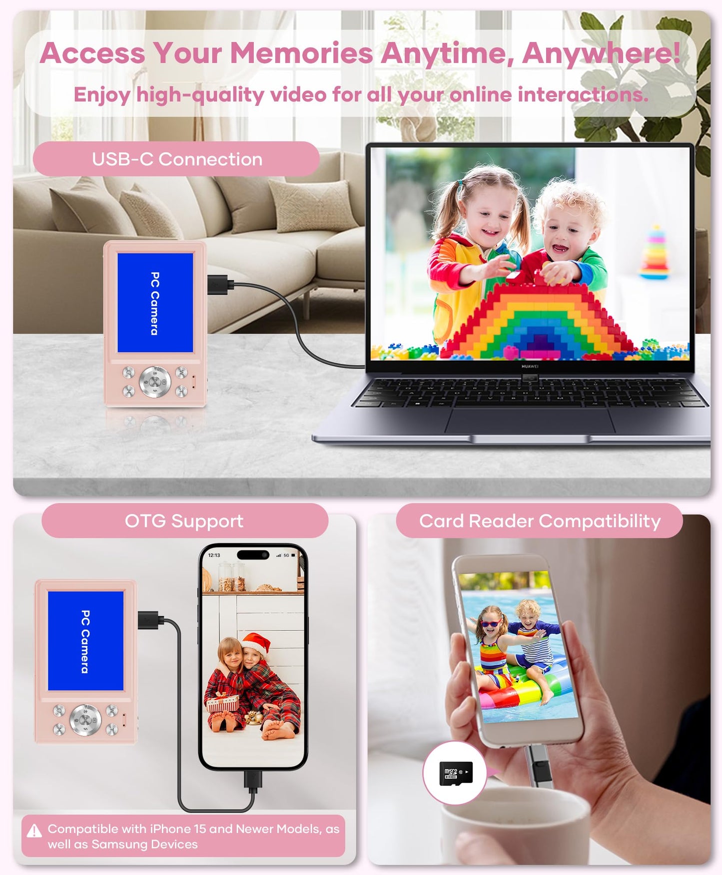 WONNIE 56MP FHD Point & Shoot Camera for Kids