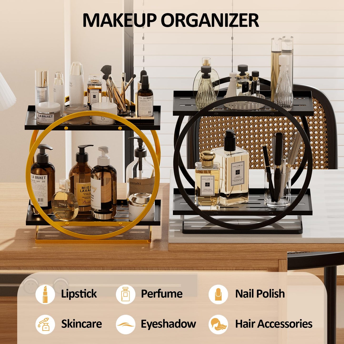 2-Tier Makeup Organizer for Vanity and Countertop