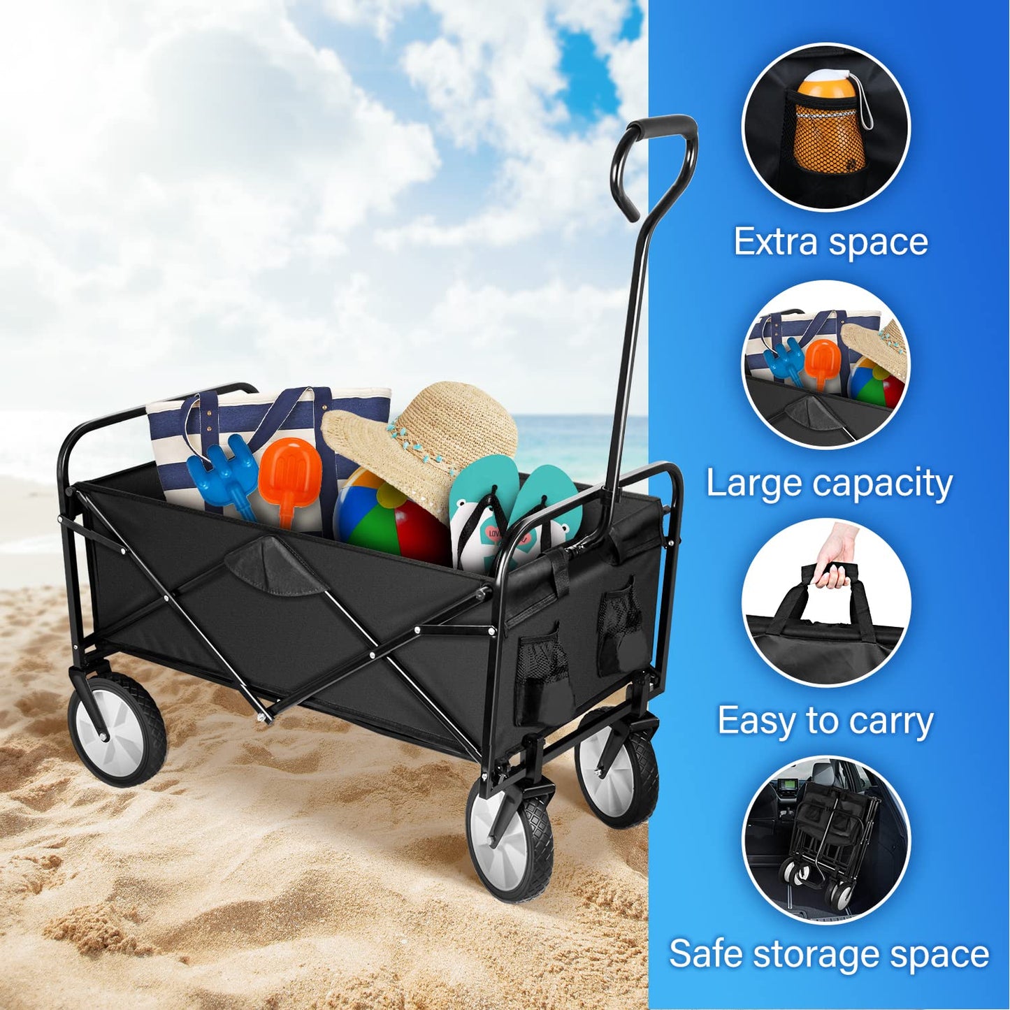 Collapsible Garden Cart with Swivel Wheels