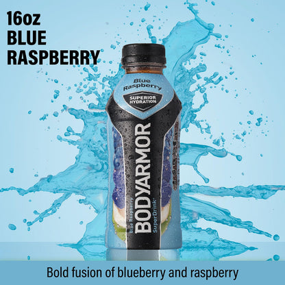 BODYARMOR Blue Raspberry Sports Drink, 16 Fl Oz (Pack of 12)