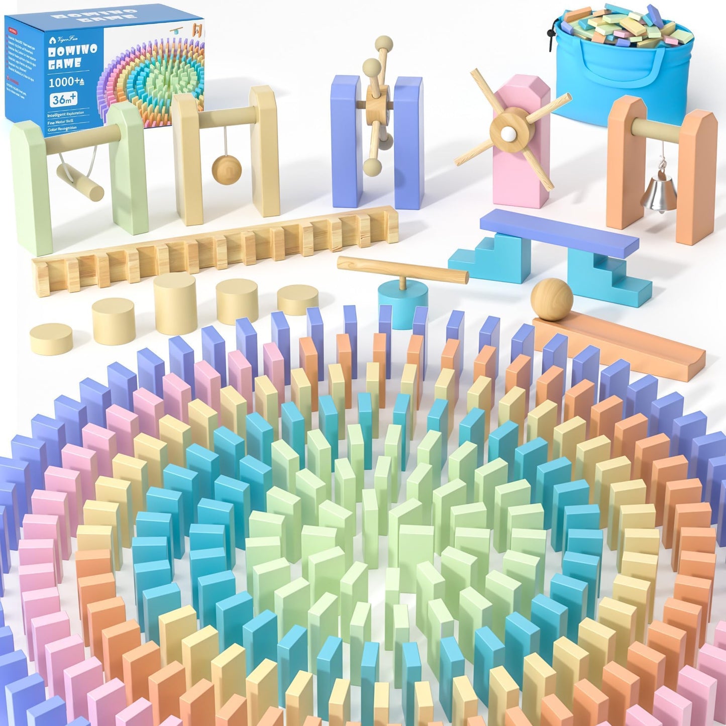 Wooden Dominoes Set with Storage Bag for Kids