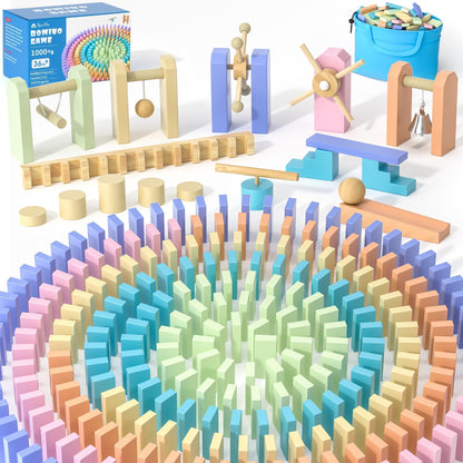 Wooden Dominoes Set with Storage Bag for Kids
