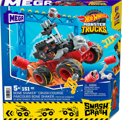 UPDATE: DEAD! MEGA Hot Wheels Monster Trucks Building Toy, Smash & Crash Bone Shaker Crush Course with 151 Pieces, 1 Figure and 1 Ramp, Red, Kids Age 5+ Years