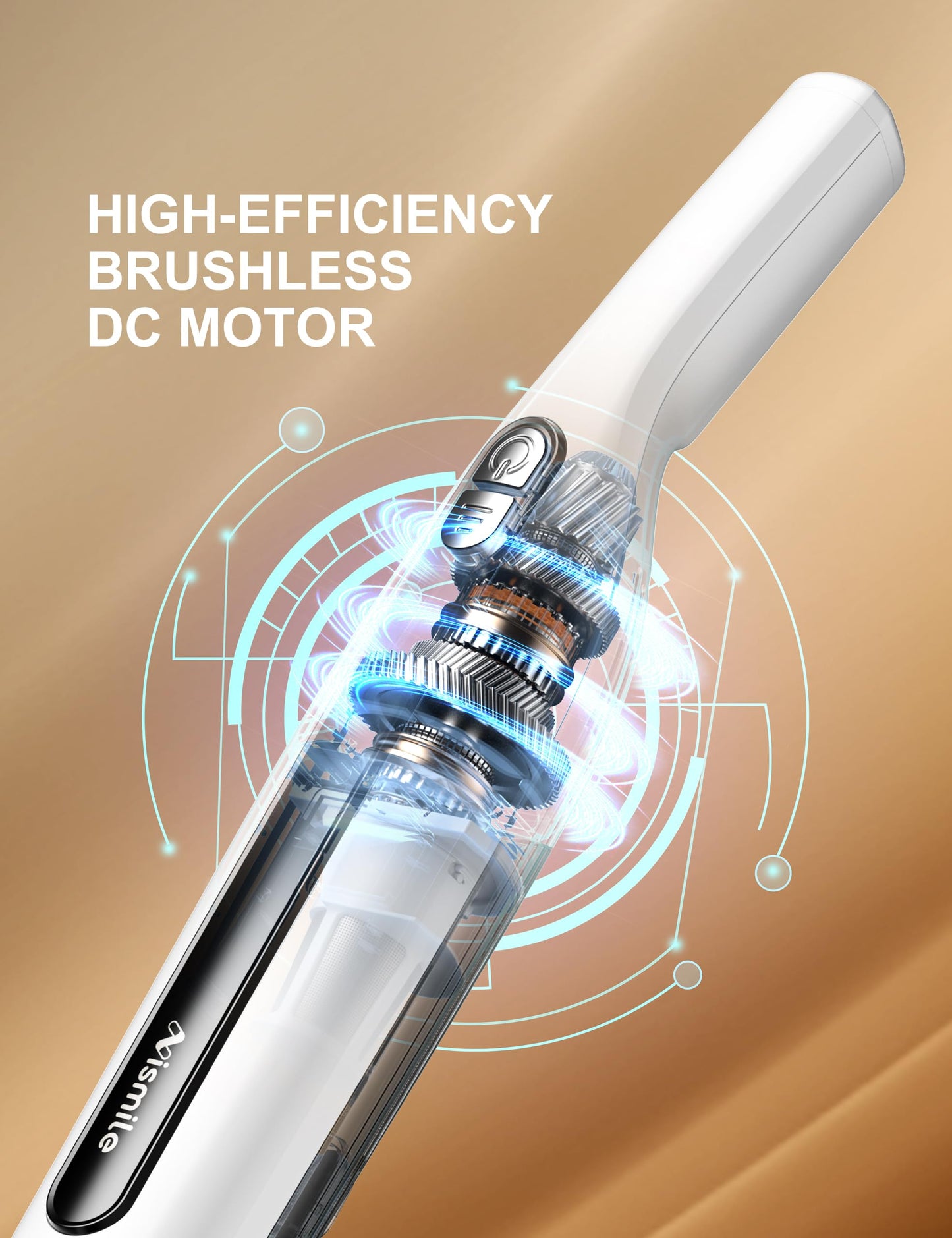 Nismile Cordless Vacuum Cleaner, 18Kpa Stick Vacuum for Home with LED Screen,6000mAh Handheld Vacuum, Brushless Motor,Rechargeable, Anti-Tangle Handheld Vac for Cleaning Pet Hair, Carpet, Floor（White）