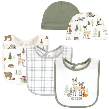 Hudson Baby Forest Animals Bib and Caps Set