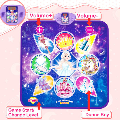 Skirfy Dance Mat, Unicorn Toys for Girls Electronic Dance Pad with 7 Games Mode, Dance Games with Touch Sensitive LED Lights, Birthday Party Games for Toddler Girls for 3-12