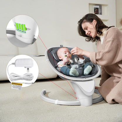 Baby Swing for Infants, Electric Swing for Newborn with 5 Swing Speed, Portable Baby Swing with 10 Lullabies, 0-6 Months Suitable