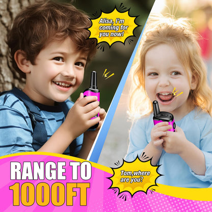 Walkie Talkies Toys for Kids 3-6: DASTION-99 Mini Pink Girls Robots Walkies Talkie for 3-5 Year Old Girl Christmas Birthday Gifts Stocking Stuffers for Kids Age 4-6 Outdoor Games, Camping