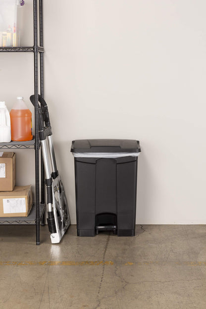 Safco 23-Gallon Step-On Trash Can, Black