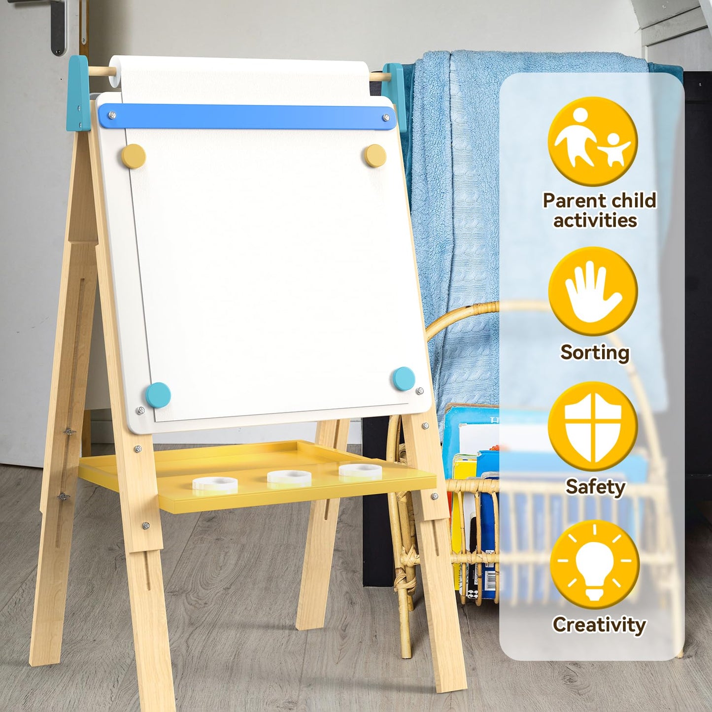 12-in-1 Kids Art Easel with Chalkboard & Whiteboard