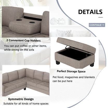 Merax L-Shape Sectional Sofa with Storage Ottoman
