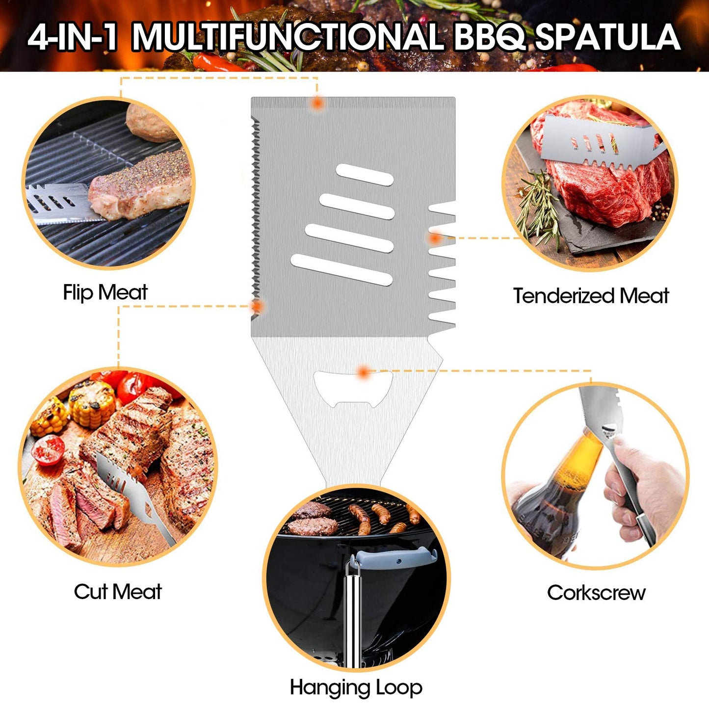 29pcs Grilling Accessories Kit for Men Women, Stainless Steel Heavy Duty BBQ Tools with Glove and Corkscrew, Grill Utensils Set in Portable Canvas Bag for Outdoor,Camping,Backyard, Perfect Grill Gift